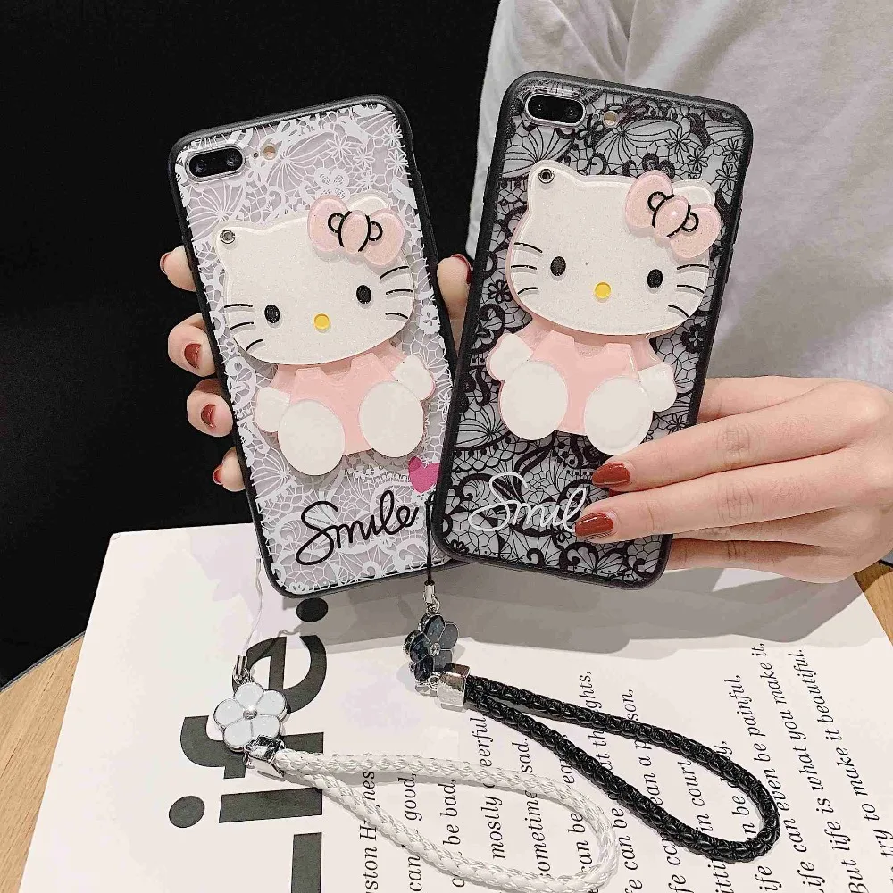 Чехлы для OPPO A9 A5 зеркало для макияжа в форме цветка рельефный кружевной чехол Аксессуары для телефона чехол Fundas со шнурком