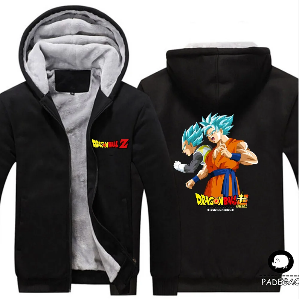 Аниме Драконий жемчуг Супер Saiyan пальто Зимняя Толстая куртка модная теплая флисовая толстовка мужская женская спортивная куртка#01 - Цвет: Black