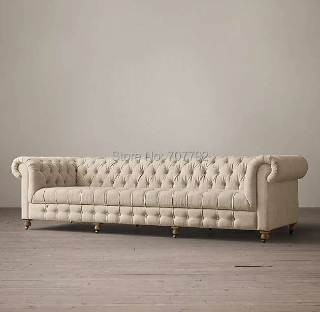 Классический стиль Честерфилд гостиной диван Удобная в ношении ткань большой диван-кровать