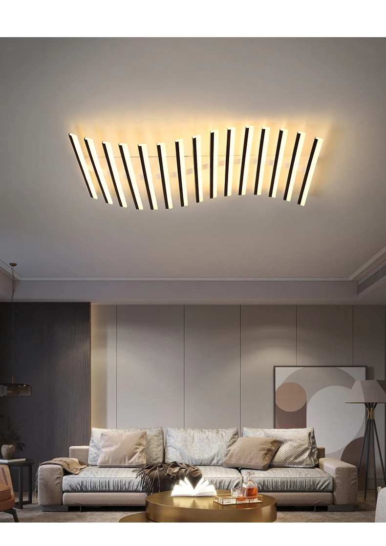 black chandelier Modern Simple Style Strip Design LED Chandelier For Living Room Bedroom Dining Room Kitchen Ceiling Lamp Remote Control Light chandeliers