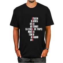Харадзюку Новая мужская черная футболка ла Каса де Papel письмо хипстер хлопок Повседневная деньги Heist уличная Топ тройник дом бумаги