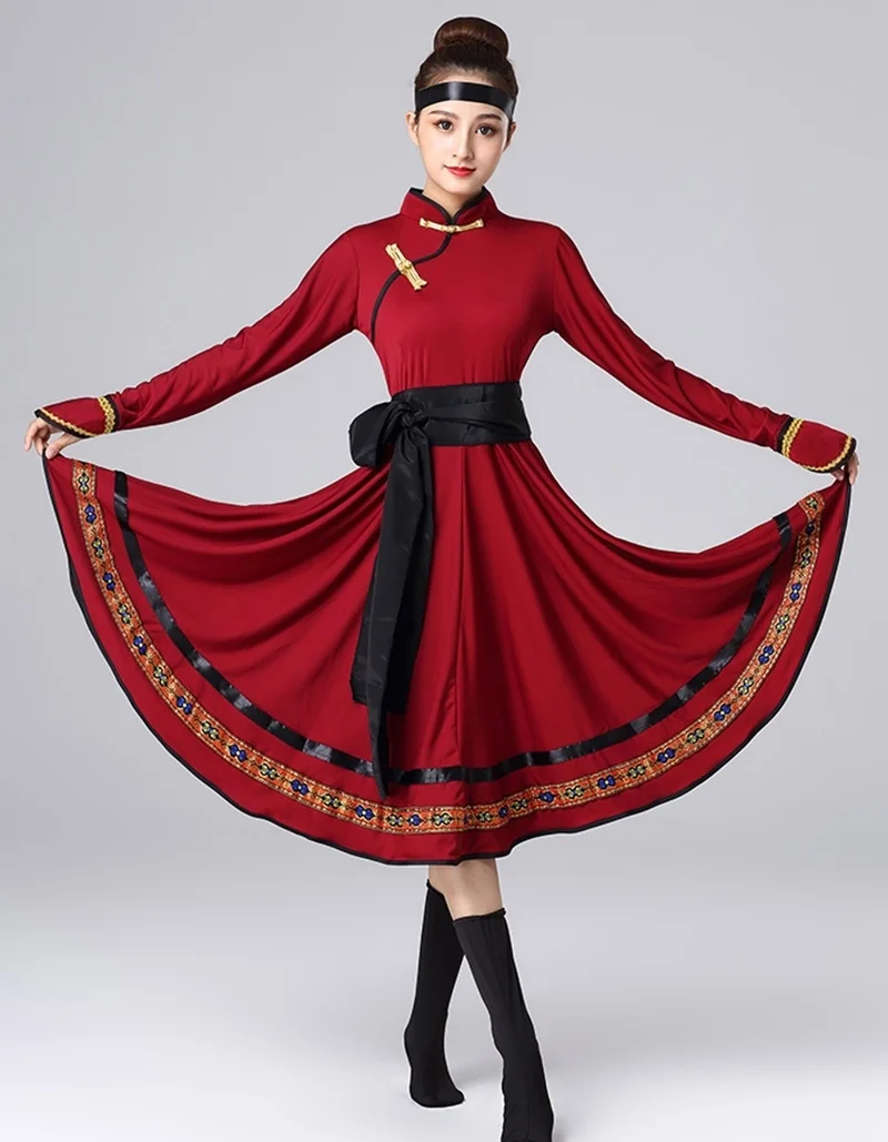 Mongolian Costume Clothes Chinese Folk Dance Costumes Clothing Dress Stage Dance Wear Performance Mongolian Dress TA2130