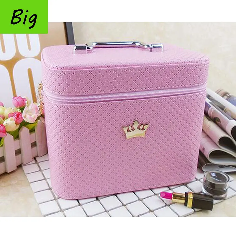 Pink Big USOUL beauty чехол с короной большой емкости, профессиональный органайзер для макияжа, косметичка, портативный чехол для хранения кистей, Bolso Mujer - Цвет: Pink Big