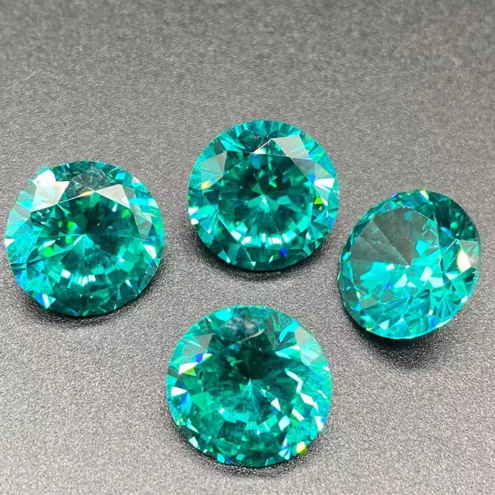 Brazil Para&iacute;ba Natural Tourmaline Round Blue and Green Bare Stone Round Colored Treasure Ethnic Jewelry Ring Face