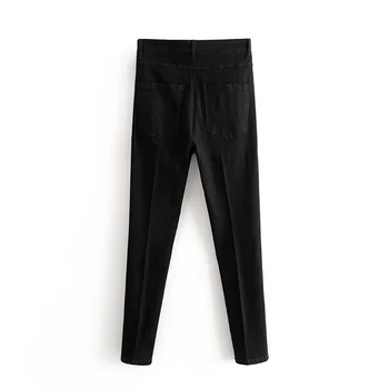 

Womens black high-waist jeans 2020 fashion new ladies button placket was thin slim comfortable simple high-end jeans