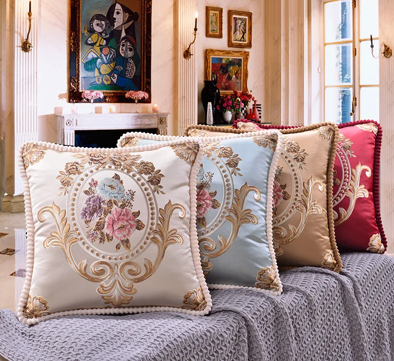 Hdeb53266e19943f983aab83691b0739fP Embroidery Cushion Covers Pillow Cases Bead String Jacquard Pillowcase Throw for Car Living Office Bedroom Home Decoration 48x48