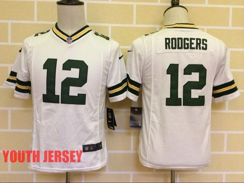 Черный Stitiched, Green Bay, Aaron Rodgers, eddie lacy, Randall Cobb, Ha Clinton-Dix, Clay Matthews, Brett Favre для молодежи, детский трикотаж - Цвет: Черный