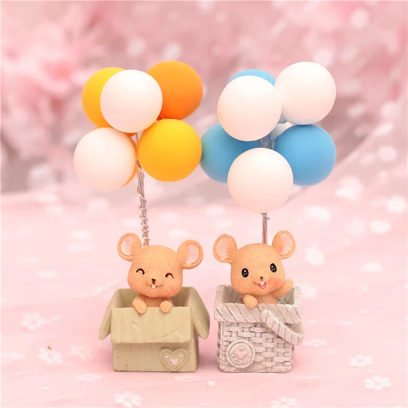 Милый воздушный шар с изображением мыши миниатюрный Сказочный Сад фигурки автомобильные аксессуары для украшения торта: 8*10,5 см