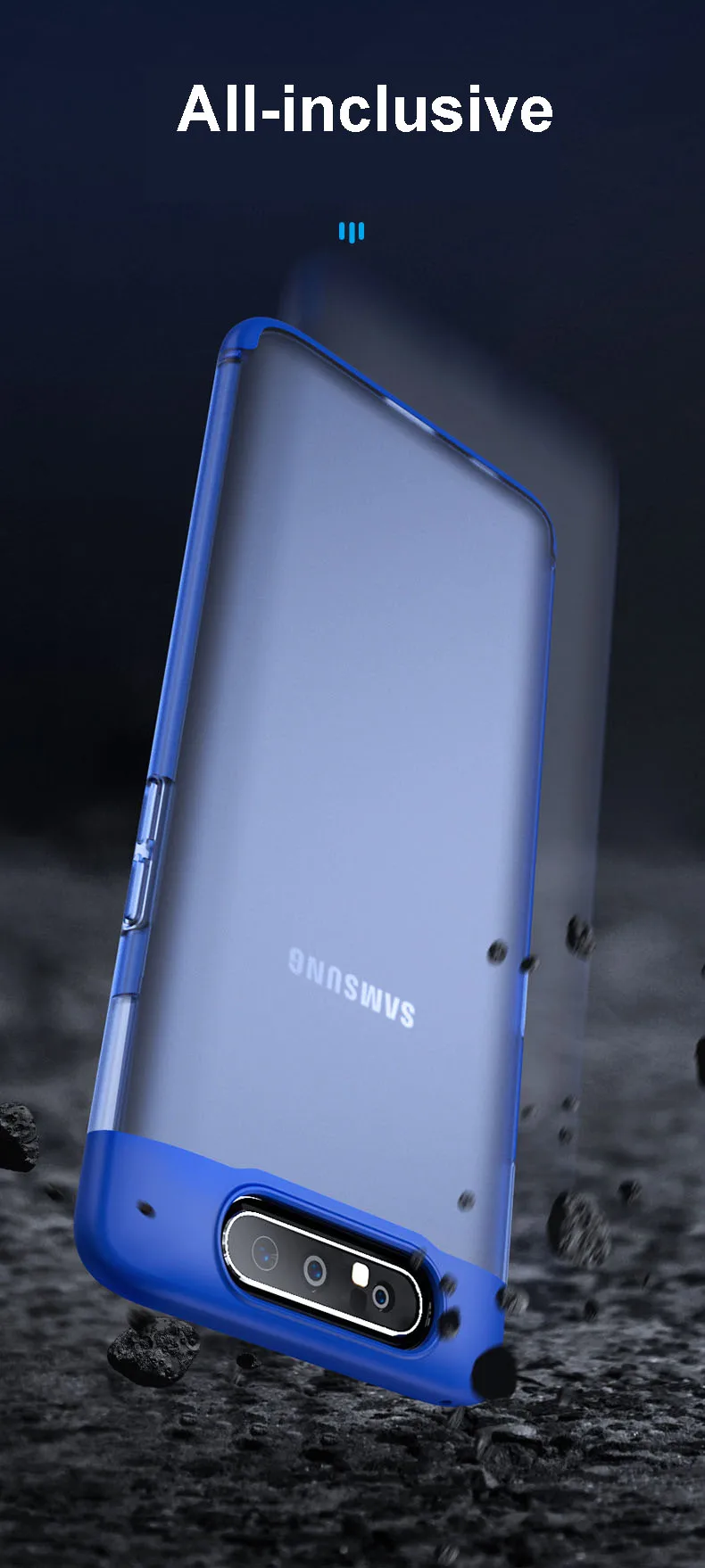 Полупрозрачный чехол с эффектом потертости для samsung galaxy A80, противоударный жесткий чехол для телефона из поликарбоната для samsung galaxy A80, чехол s