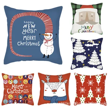 

2020 Pillow Case Cover 45x45cm Merry Christmas Santa Claus Cushion Cover Decoration Car Home Sofa Decorative Pillowcase Throw