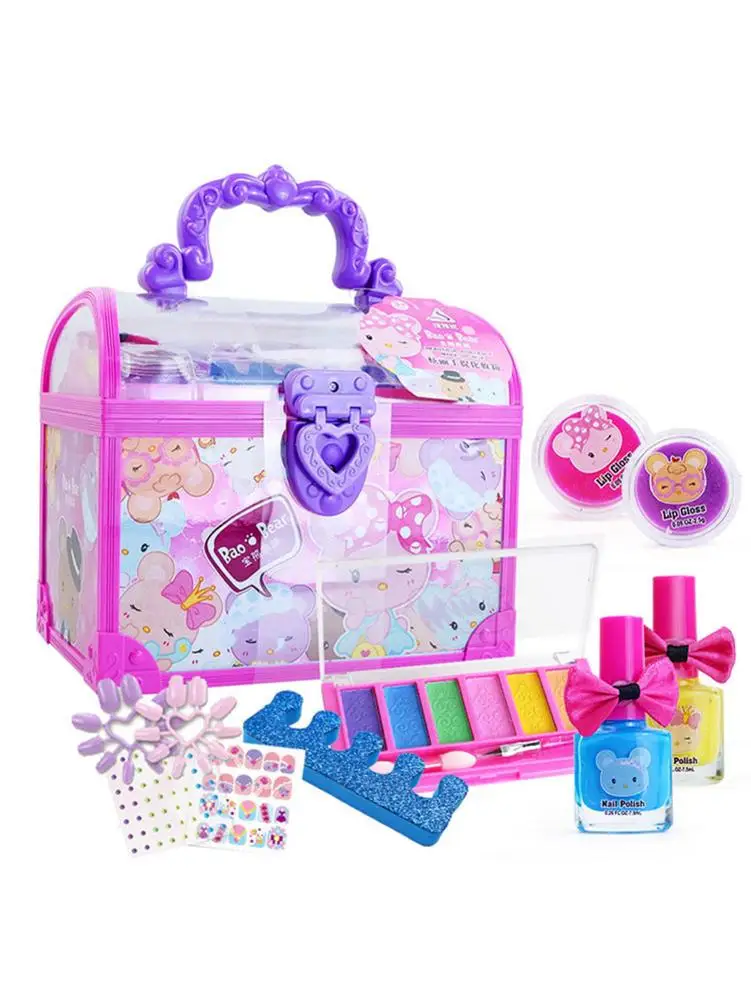 Kids Makeup Kit Girls Makeup Toys Set Pretend Play Toys Set For Girls Dressing Cosmetic Travel 3