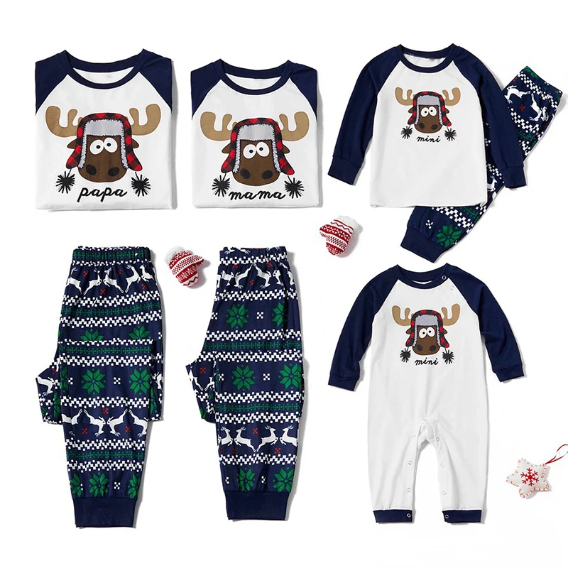 Christmas-Pajamas Family Matching Family-Look Mommy Son Me And Deer Print Hot-Sale Children