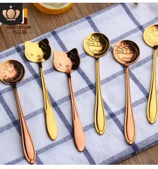 Корейская Стильная Милая кофейная ложка для пары из нержавеющей стали, дессертная ложка для перемешивания, подарок на свадьбу, маленькая ложка