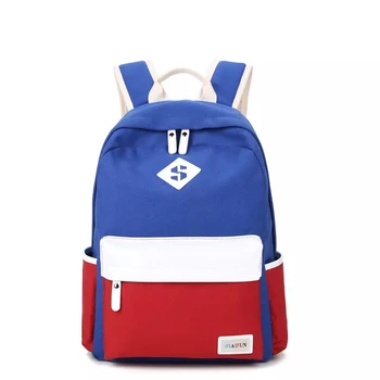 

Korean Travel Backpack Fashion Casual bag Simple Contrast Color Canvas bag Female Student bag 2019 New