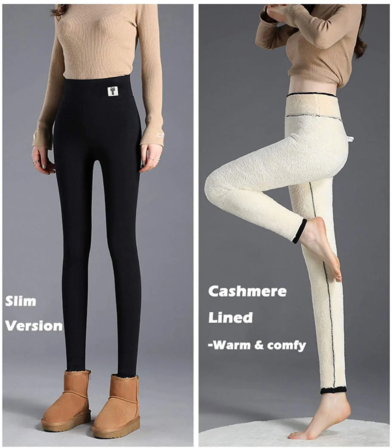 Fleece Lined Leggings High Waist 
