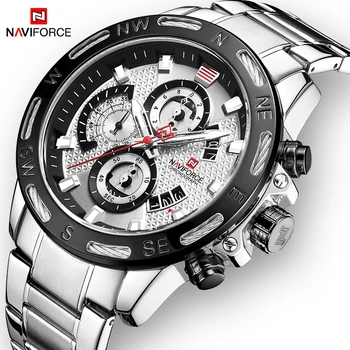 

NAVIFORCE Military Sport Men Watches Quartz Chronograph Watch Stainless Steel Strap Waterproof Luxury Clock man Relogio Masculio