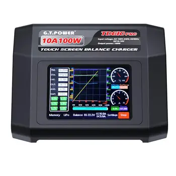 

GTP TD610 PRO AC 100-240V Input Color Touch Screen 100W 10A Balance Charger for 1-6S LiPo Lilon LiFe LiHV 1-14S NiMH/ NiCd