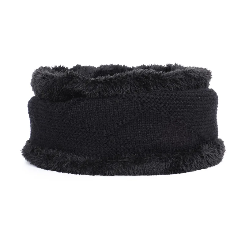Black-3 Лыжная шапка и шарф для холодной и теплой зимы с толстой подкладкой, бархатная Вязаная Шапка-бини, шапка-шарф, Балаклава - Цвет: Black-3