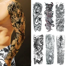 

10 Designs Waterproof Temporary Tattoo Stickers Full Arm Large Skull Old School Tatoo Stickers Flash Fake Tattoos for Men Women