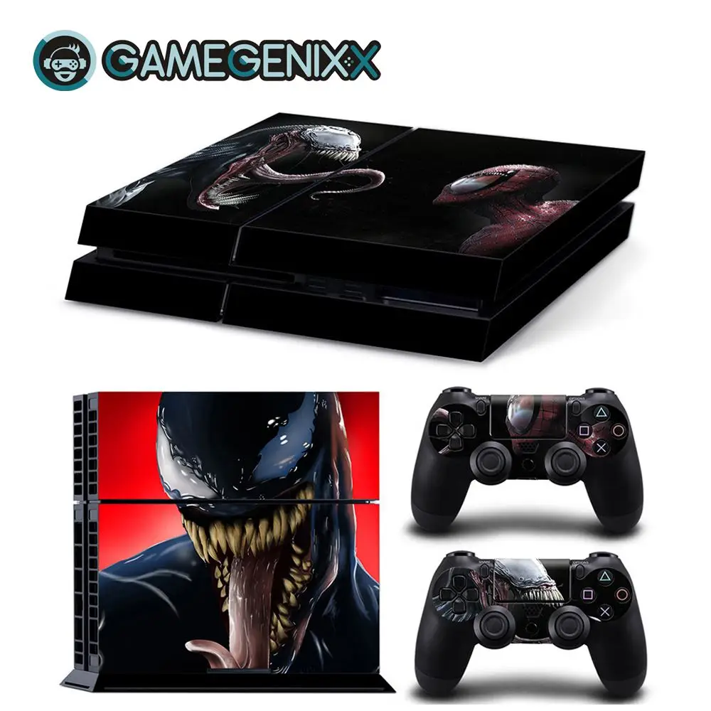 GAMEGENIXX Кожа Наклейка виниловая наклейка водонепроницаемый чехол для PS4 консоли и 2 контроллеров-Веном