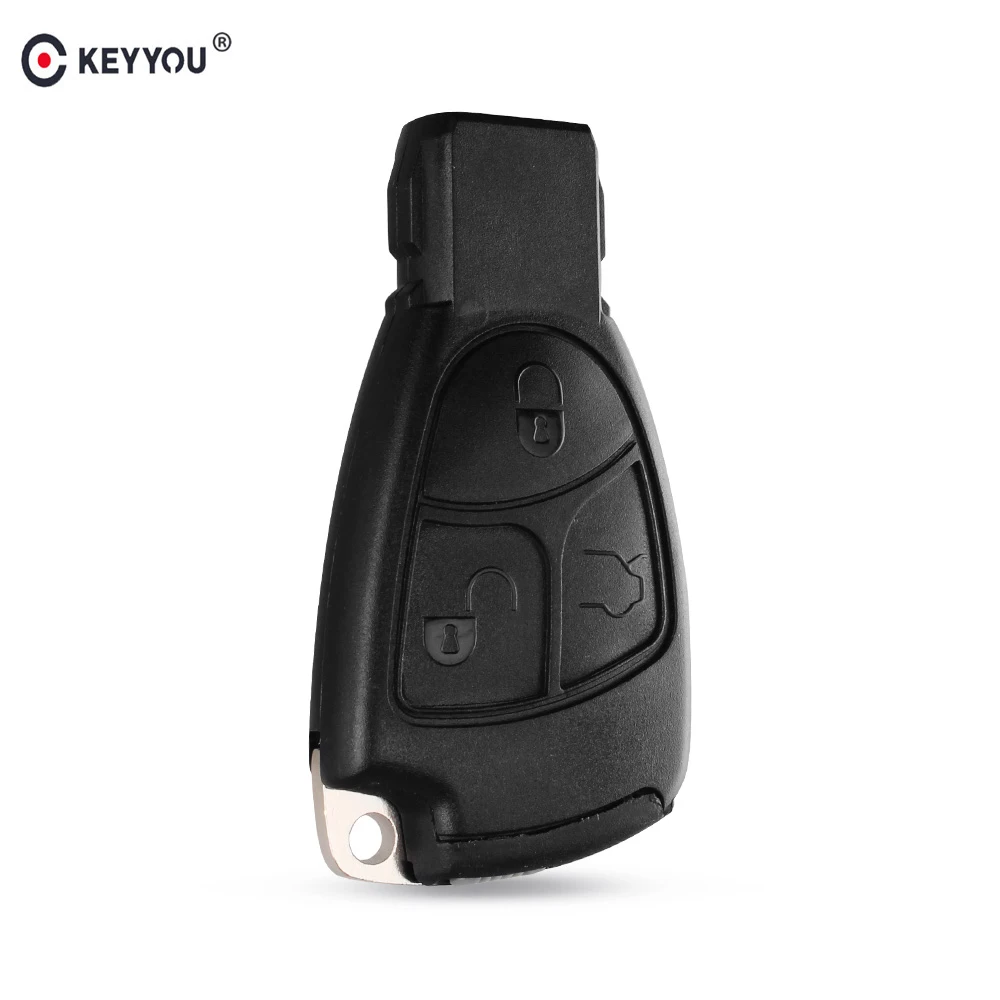 

KEYYOU 3 Button Remote Car Key Fob Case For Mercedes Benz MB C E ML S SL SLK CLK AMG Soft Replacement Shell+ Battery Holder
