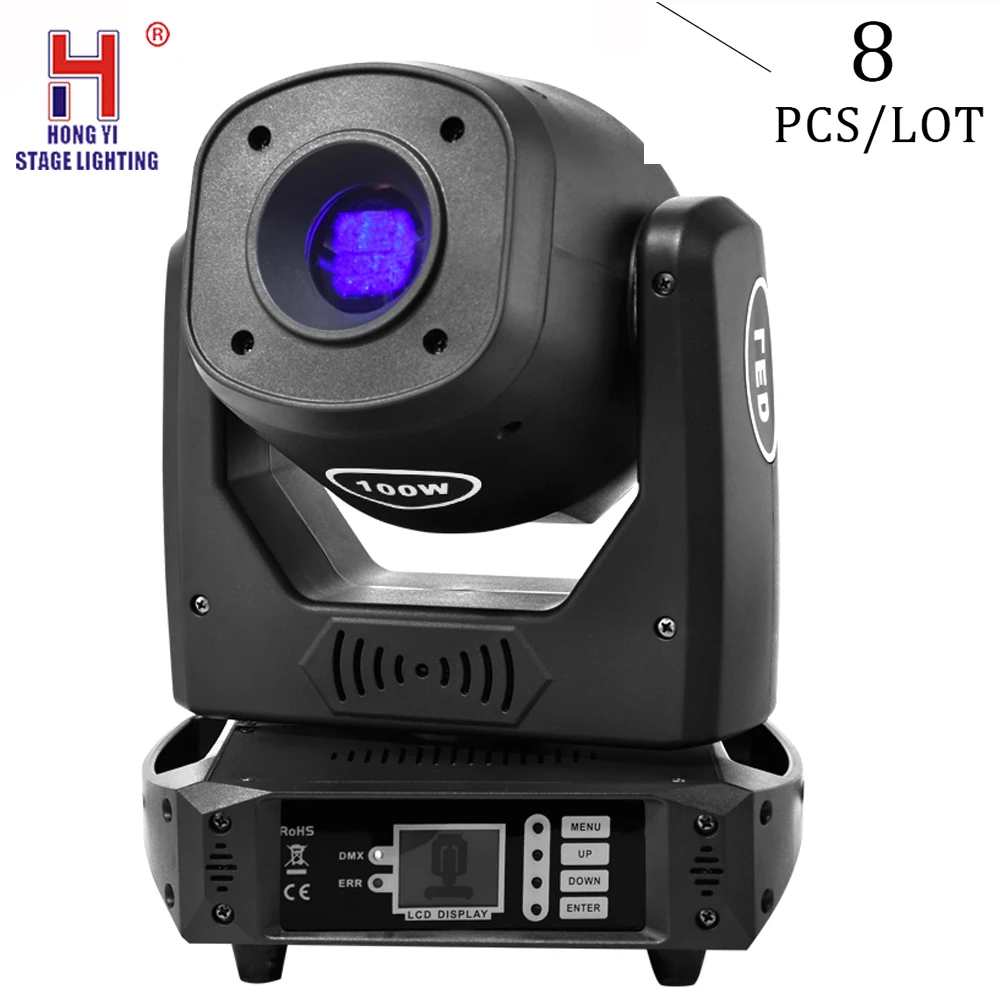 

Moving Head Lights Led Dj Party Light 100W Spot Moving Machine 2 Gobos Plates For Professional Stage Lighting 8pcs/lot