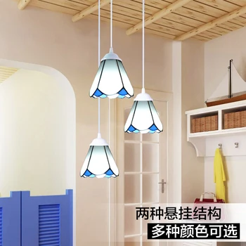 

european mediterranean sea style white tiffany pendant light dining room restaurant bedroom balcony hanging lighting lamp bed