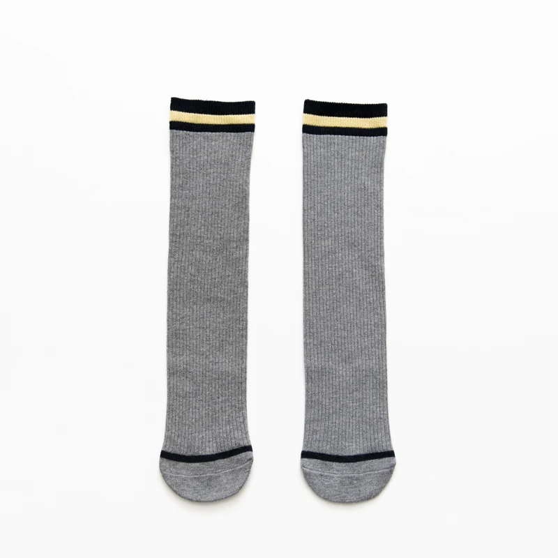 grey Brand New Spring Summer Student Cotton Knee High Socks for Girl boys children Toddle Long Socks striped 1-8y one size - Цвет: grey