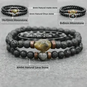 

Men Bracelets Natural Moonstone 6mm Lava Beads Bracelet for Women Buddha Bracelet Stone Jewelry