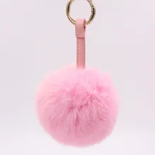 Корейский стиль, модный шарик для волос, подвеска, 10 см, настоящий мех кролика, пушистый шар, кожаный веревочный брелок, меховая одежда, подвеска для автомобиля