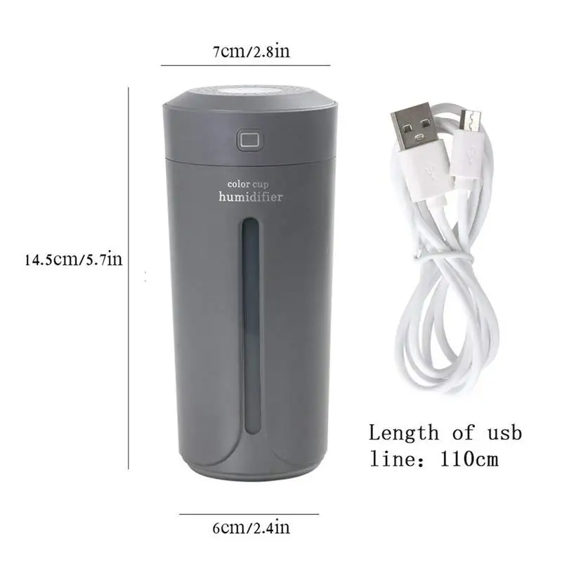 Увлажнитель, 230 мл, Мини Usb увлажнитель, холодный туман, увлажнитель воздуха, 7 цветов, светодиодная подсветка, меняющий увлажнитель воздуха для комнаты, офиса, стола, Deskt