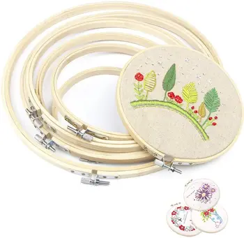 

Nonvor 6 Pieces DIY Embroidery Hoop Set Bamboo Circle Cross Stitch Hoop Ring Sewing Hoop Embroidery and Cross Stitch