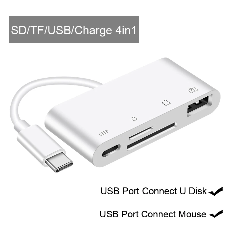 Тип C кард-ридер USB-C OTG телефон чтение SD TF CF U флэш-диск мышка с камерой для Ipad Pro huawei P30 Pro samsung S9+ Macbook