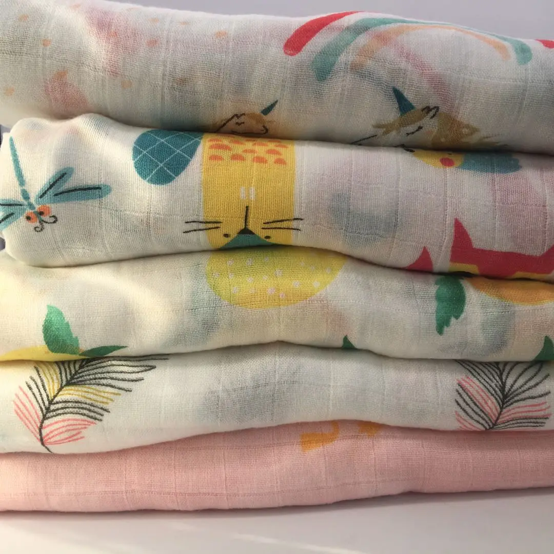 Baby Muslin Swaddle Blankets 70%bamboo + 30%cotton Baby Blanket Newborn Bath Towel Muslin Diaper 2