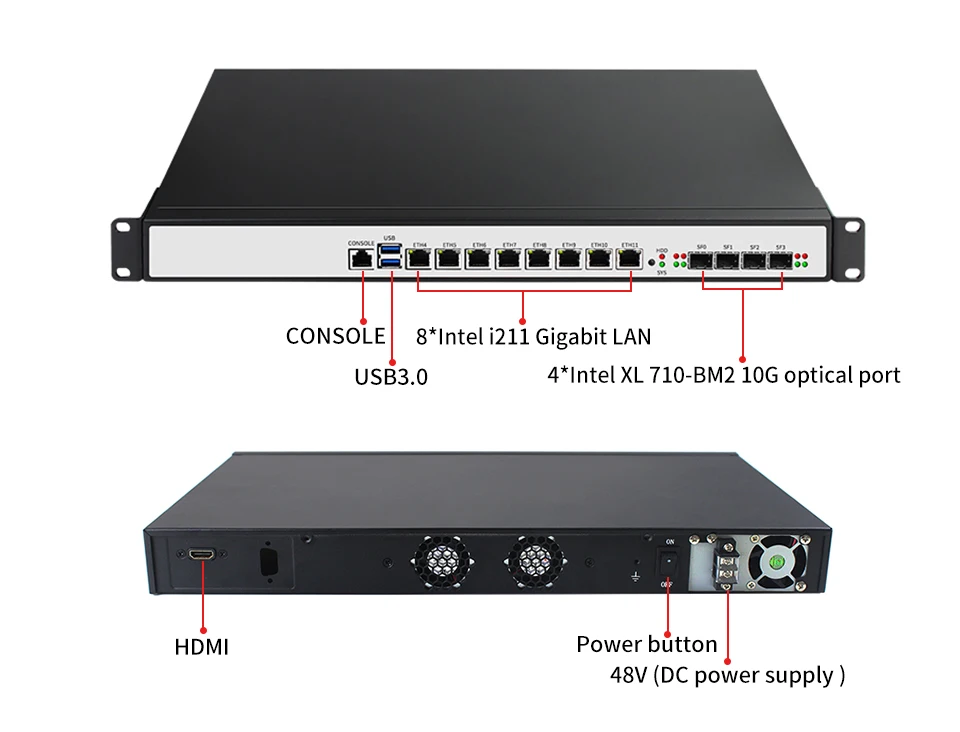 1U Rack Server - 48V36V-72V Power Supply, Weak Current Well Router Firewall Low Voltage, Pfsense Description Image.This Product Can Be Found With The Tag Names Barebone Mini PC, Computer Office, Rack server