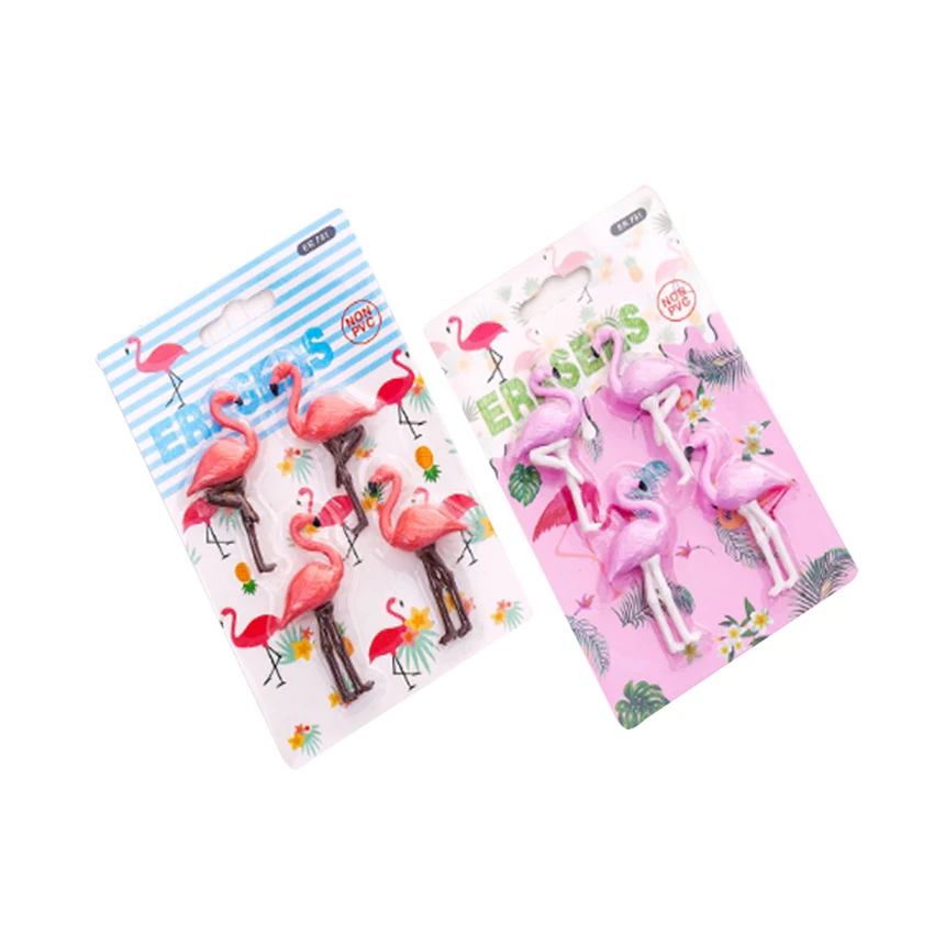 4 шт./лот Фламинго стиль мультфильм Животные резиновый ластик для детей студенческие канцелярские подарки