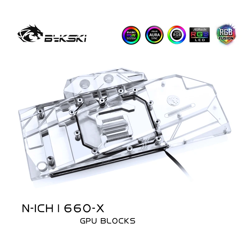 Водяной блок BYKSKI для Inno3D GTX1660 ichall IceDragon/GPU с полным покрытием медный блок/3PIN 5 В 4pin 12
