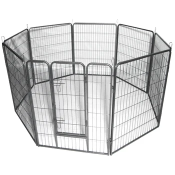 

40" Dog Pet Playpen Heavy Duty Metal Exercise Fence Hammigrid 8 Panel Silver