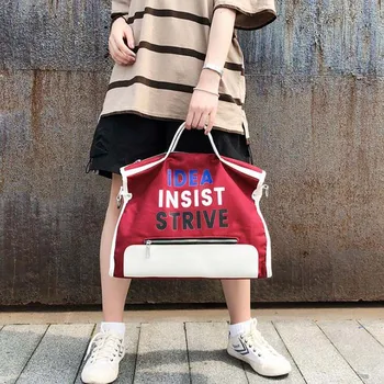 

Women Canvas Tote Bag Korean Fashion Big Shoulder Bag Concise Letter Printing Cloth Crossbody Bags Ladies Cotton Shopping Bags