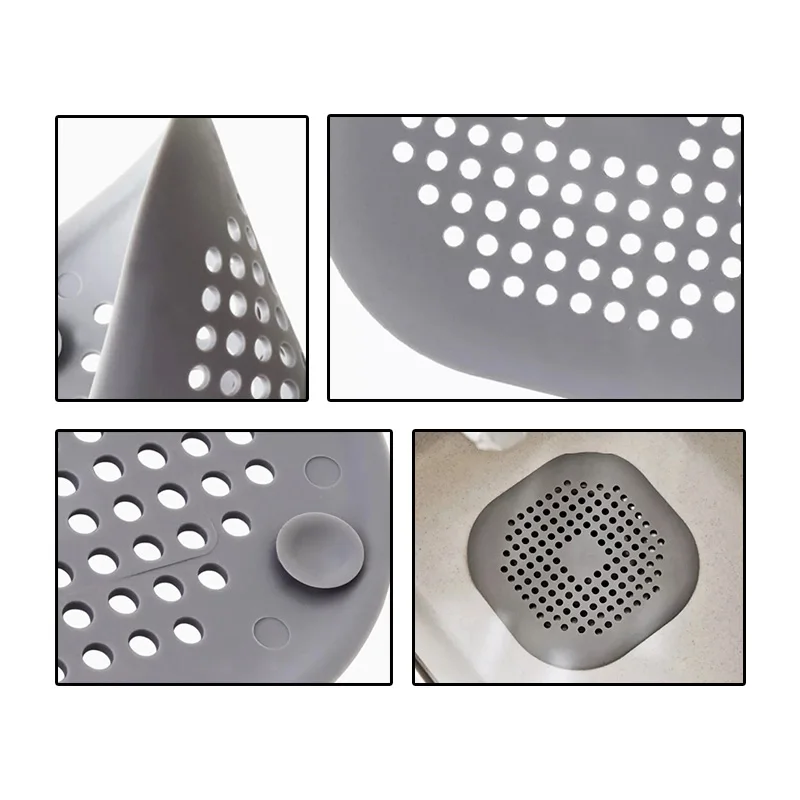 Soft Square Kitchen Sink Drain Strainer Hair Catchers Shower Bathtub Floor Filter Bathroom Deodorant Plug Water Stopper Rubber