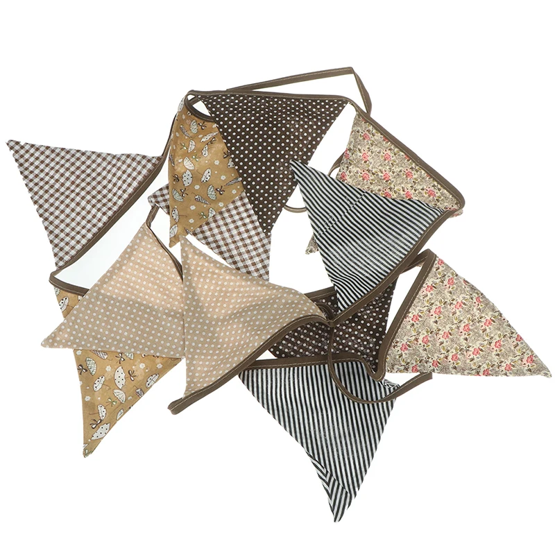 Vintage Cotton Party Pennant Bunting 12/25 Flags 3.2m
