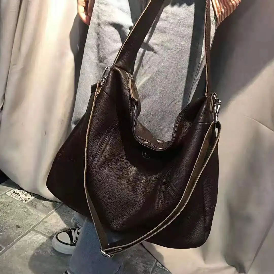 Сумка из натуральной кожи Женская Повседневная вместительная сумка женская черная переносная сумка через плечо высокое качество