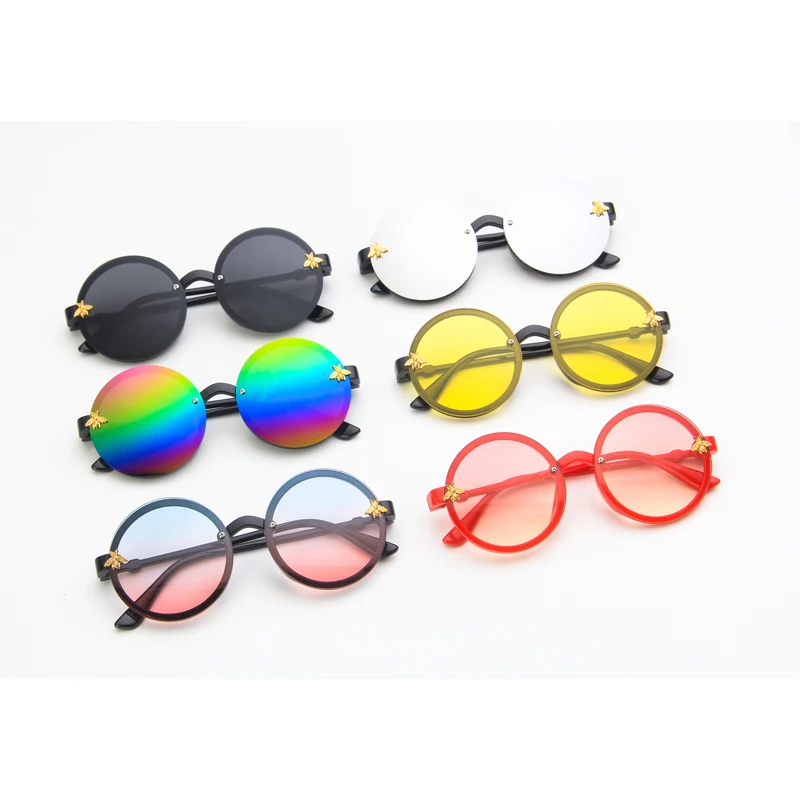 Новые детские солнцезащитные очки детские милые пуловеры с круглым Пчелка солнцезащитные очки UV400 спортивные солнцезащитные очки, для маленьких мальчиков и девочек, очки Oculos