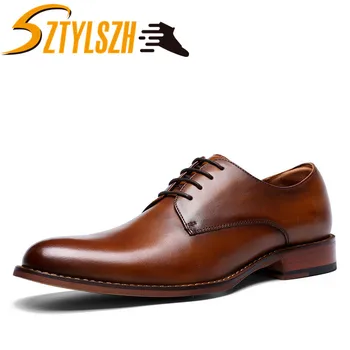 

Men Dress Shoes Fashion British Style Man Genuine Leather Wedding Shoes Business Elegant Gentleman Simple Slip-On Shoes Zapatos