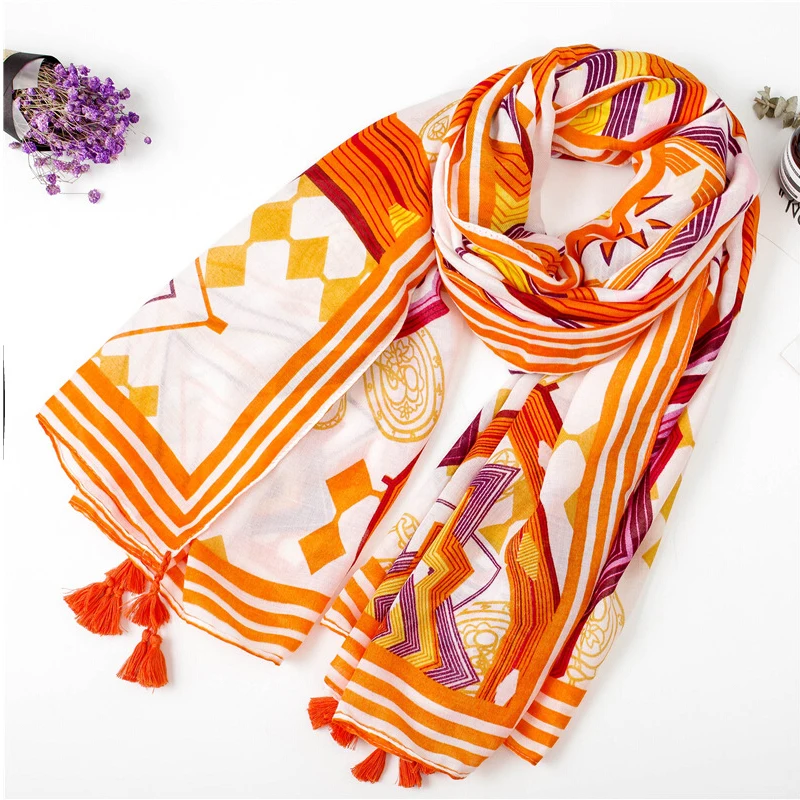 

Cotton Women Long Scarf Flower Soft Spring New Lady's Viscose Shawls Thin Summer Female Wraps Muslim Hijabs Head Scarf