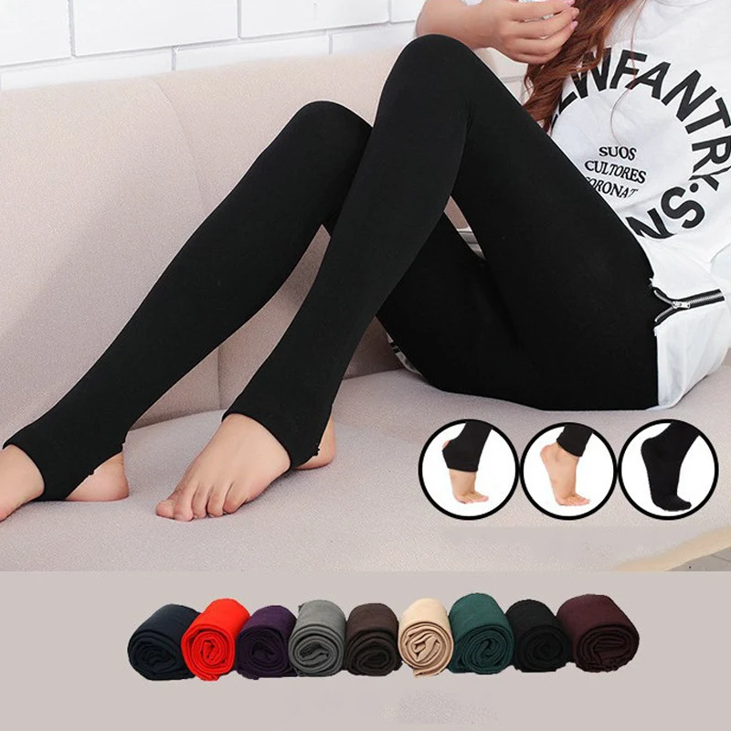 

Women Autumn Winter Thick Warm Legging Brushed Lining Stretch Fleece Pants Tramp Feet Leggings FH99