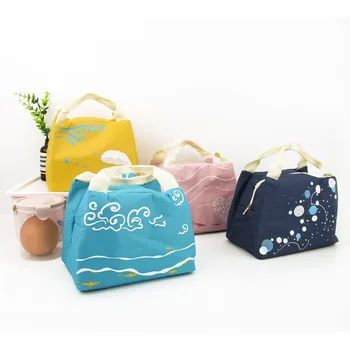 

Portable Lunch Bag Insulated Cold Canvas solid cartoon Picnic Carry Case Thermal Bag for Kids Women Girls Ladies Man bags
