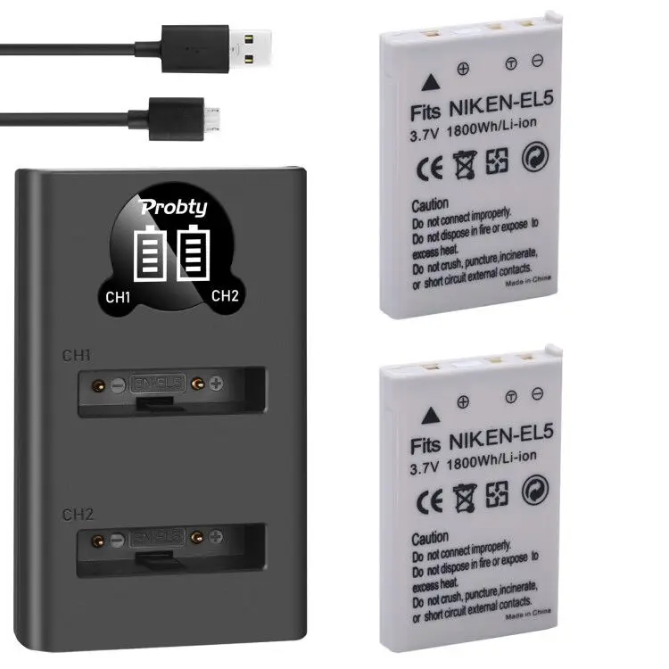 Per Nikon En-El5 Enel5 Macchina Fotografica Batteryorled Caricatore Usb Coolpix P530 P520 P510 P100 P500 P5000 P5100 P6000 3700 4200