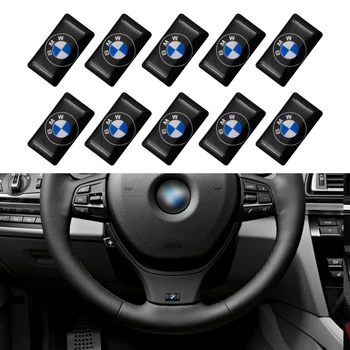 

10 pcs Car styling For Bmw e46 e90 e60 e39 f30 e36 f10 f20 e87 e92 e30 e91 X1 Car steering wheel sticker Car Emblem Badge Sticke