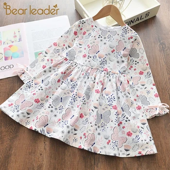 

Bear Leader 2020 Girls Dress New Spring England Style Girls Clothes Long Sleeve Cartoon Forest Animals Graffiti for Kids Dresses